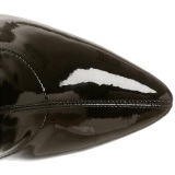 Fekete lakkbőr hegyes orrú lakk csizma 16 cm SEDUCE-2000 térdig érő tűsarkú csizma