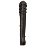 Fekete műbőr széles borjú 13 cm CHLOE-308 hosszú csizma magassarkű