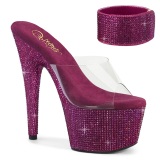 Fukszia 18 cm 712RS pleaser magassarkú boka mandzsetta strass platform