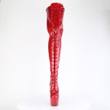 Glitter 18 cm ADORE-3020GP Piros fűzős combcsizma magassarkú
