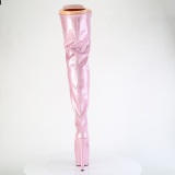 Glitter 18 cm ADORE-3020GP Rozsaszin fűzős combcsizma magassarkú