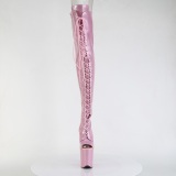 Glitter 20 cm PEEP TOE Rozsaszin fűzős combcsizma magassarkú