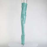 Glitter 20 cm PEEP TOE Zöld fűzős combcsizma magassarkú