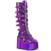 Hologram 14 cm SWING-815 alternatív csizma platformos csatos bibor