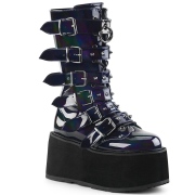 Hologram 9 cm DAMNED-225-2 női csatos csizma magassarkű