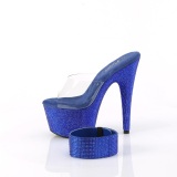 Kék 18 cm 712RS pleaser magassarkú boka mandzsetta strass platform