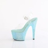 Kék 18 cm BEJEWELED-708RRS rúdtánc magassarkú cipő strass platform