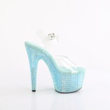 Kék 18 cm BEJEWELED-708RRS rúdtánc magassarkú cipő strass platform