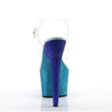 Kék csillámos 18 cm Pleaser ADORE-708OMBRE rúdtánc magassarkú cipő