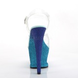 Kék csillámos 18 cm Pleaser MOON-708OMBRE rúdtánc magassarkú cipő