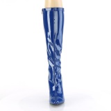 Kék lakkbőr hegyes orrú lakk csizma 16 cm SEDUCE-2000 térdig érő tűsarkú csizma