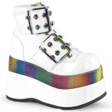 Lakkbőr 11,5 cm BEAR-104 DemoniaCult Bokacsizma Platform Fehér