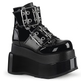 Lakkbőr 11,5 cm BEAR-104 DemoniaCult Bokacsizma Platform Fekete