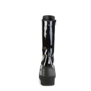 Lakkbőr 11,5 cm SHAKER-72 gótikus fűzős csizma női platformos fekete