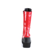Lakkbőr 11,5 cm SHAKER-72 gótikus fűzős csizma női platformos piros