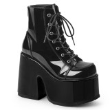 Lakkbőr 13 cm CAMEL-203 chunky demoniacult bokacsizma platform