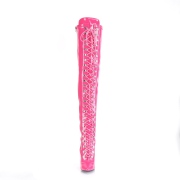 Lakkbőr 13 cm SEDUCE-3024 Pink combcsizma magassarkű a férfi