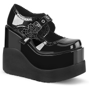 Lakkbőr 13 cm VOID-38 alternatív cipők platformos fekete