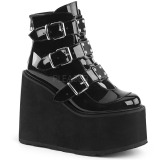 Lakkbőr 14 cm SWING-105 Gótikus Bokacsizma Éktalpú Platform