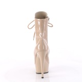 Lakkbőr 15 cm DELIGHT-1020 Bézs bokacsizma magassarkú