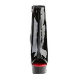 Lakkbőr 15 cm DELIGHT-1025 nyitott orrú magassarkú bokacsizma