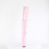 Lakkbőr 15 cm DELIGHT-3018 magassarkú combcsizma csatos rózsaszín