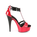 Lakkbőr 15 cm DELIGHT-663 T-Strap platform pleaser magassarkú