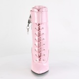 Lakkbőr 15 cm DOMINA-1023 fetis bokacsizma magassarkű rózsaszín