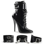 Lakkbőr 15 cm DOMINA-1023 fetish bokacsizma magassarkű fekete