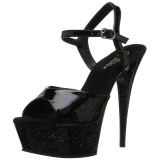 Lakkbőr 15 cm Pleaser DELIGHT-609MG csillámos magassarkű cipők