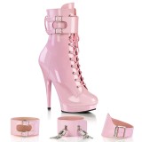 Lakkbőr 15 cm SULTRY-1023 fetish bokacsizma magassarkű rózsaszín