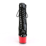 Lakkbőr 18 cm ADORE-1020 pleaser bokacsizma a piros talppal