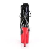 Lakkbőr 18 cm ADORE-1020 pleaser bokacsizma a piros talppal