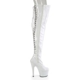 Lakkbőr 18 cm ADORE-3063 Fehér fűzős combcsizma