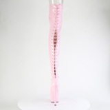 Lakkbőr 18 cm ADORE-3850 Rozsaszin fűzős combcsizma