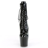 Lakkbőr 18 cm IRONGRIP-1020 bokacsizma magassarkú sárgaréz csülök
