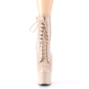 Lakkbőr 18 cm SKY-1020 Bézs bokacsizma magassarkú