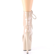 Lakkbőr 18 cm SKY-1020 Bézs bokacsizma magassarkú
