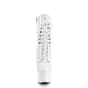 Lakkbőr 18 cm SKY-1020 Fehér bokacsizma magassarkú