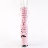 Lakkbőr 19 cm ENCHANT-1041 nyitott orrú magassarkú bokacsizma rózsaszín