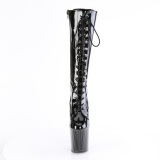 Lakkbőr 19 cm ENCHANT-2023 női füzös csizma magassarkú