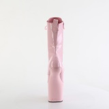 Lakkbőr 20 cm CRAZE-1040 Heelless bokacsizma pony sarkú rózsaszín