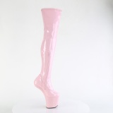 Lakkbőr 20 cm CRAZE-3000 Heelless overknee csizma pony sarkú rózsaszín