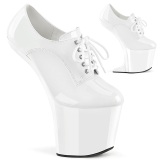 Lakkbőr 20 cm CRAZE-860 Heelless bokacsizma magassarkú pony fehér