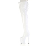 Lakkbőr 20 cm FLAMINGO-3850 Fehér fűzős combcsizma