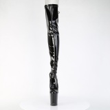 Lakkbőr 20 cm FLAMINGO-3850 Fekete fűzős combcsizma