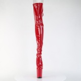 Lakkbőr 20 cm FLAMINGO-3850 Piros fűzős combcsizma
