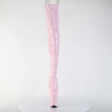 Lakkbőr 20 cm FLAMINGO-3850 Rozsaszin fűzős combcsizma