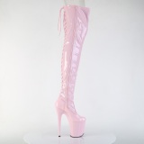 Lakkbőr 20 cm FLAMINGO-3850 Rozsaszin fűzős combcsizma