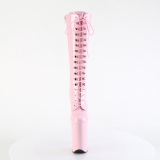 Lakkbőr 23 cm poledance fűzős csizma női platformos rózsaszín